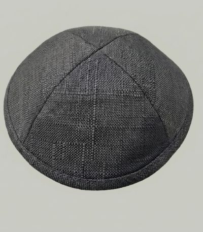 כיפה פשתן מחוספס אפור כהה 19 סמ