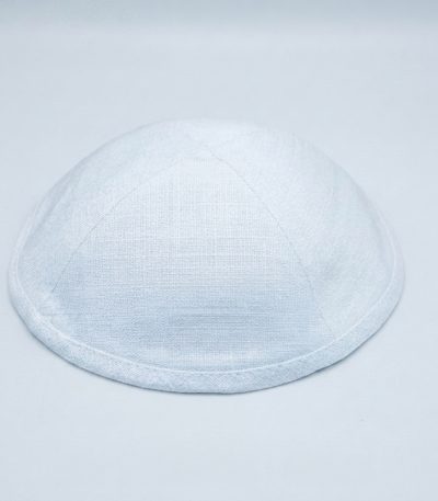 כיפה פשתן לבן 16 סמ